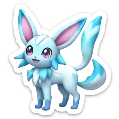 Kawaii Pastel Shiny Sylveon-Glaceon Full Body sticker