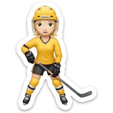 Girl hockey player with yellow jersey full body sticker