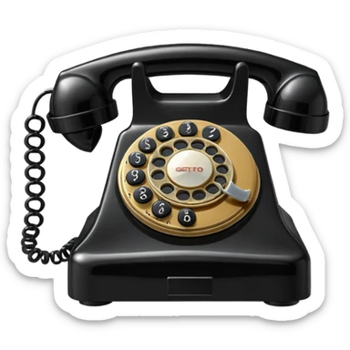 Telephone – Classic black rotary phone with cord sticker