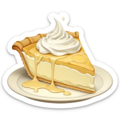 Slice of pale yellow pie with whipped cream melting and dripping off of it sticker