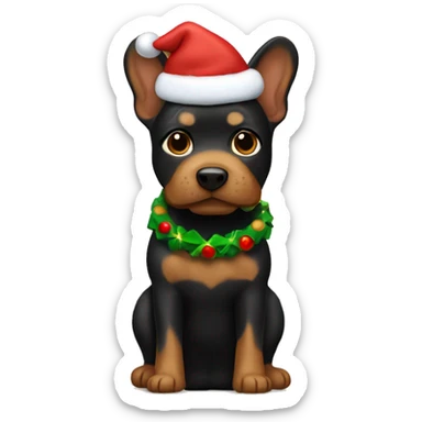 Black-and-tan French with Christmas gingerbread cookie  sticker