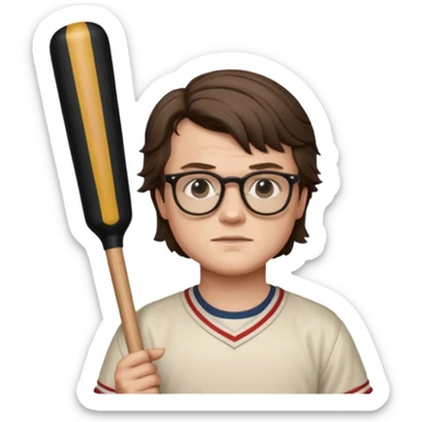 Steve Harrington from stranger things with the glasses and bat sticker