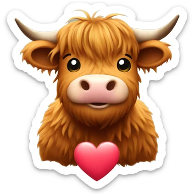 Highland cow with a heart  sticker