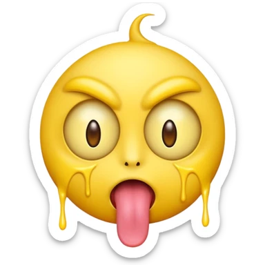 Generate an emoji with yellow lazer eyes, with his tongue out sticker