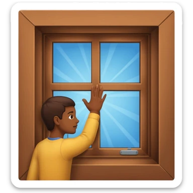 person going through a window sticker