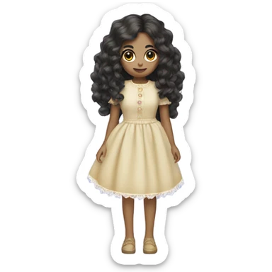 cute girly haunted doll pretty button eyes olive skin sticker