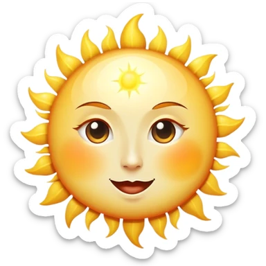 a really bright sun and a moon who shines because of it. the sun is bigger and the moon bright too sticker