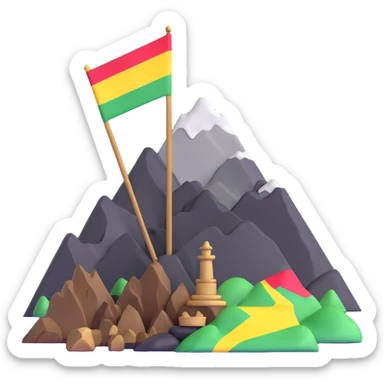 Mountain with Kurdish flag and ancient artifacts sticker