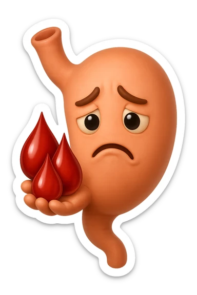 emoji stile iphone 3d di stomaco triste con 3 gocce di sangue 3d in mano, iperrealistiche 4k sticker