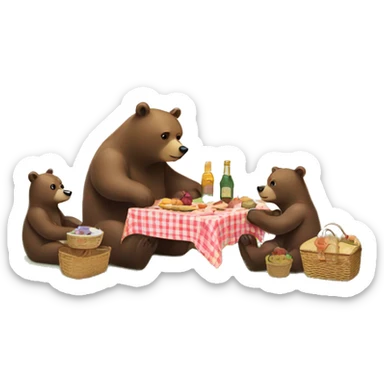 Bear having a picnic with its family sticker