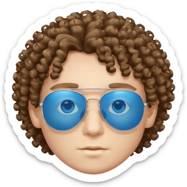 chico con pelo rizado, piel blanca y unas gafas de sol y2k sticker