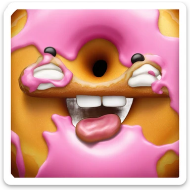 Realistic polish helly-filled donut with bite taken out sitting on white realistic plate sticker