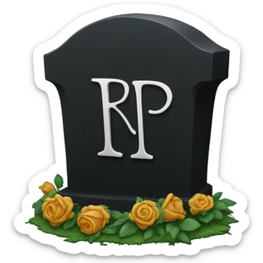 a black grave with the letters RIP sticker