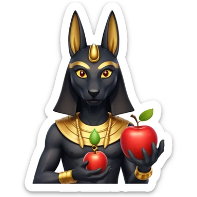 anubis god with an apple sticker