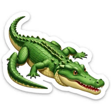 Crocodile  laying down with tail over its back with its mouth alittle open sticker