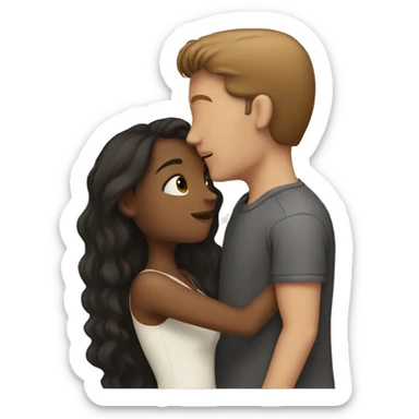 Couple brown girl white man kissing sticker