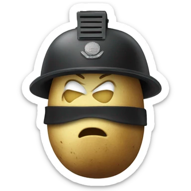 a potato dressed as a swat team member sticker