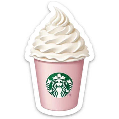 Starbucks pale pink paper cup with whipped cream sticker