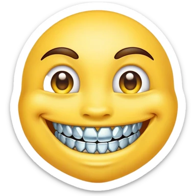 Smiling emoji with diamond grillz sticker