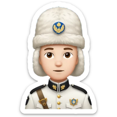 a Finnish soldier in a white uniform in a snowy landscape sticker