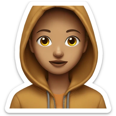 Ava wearing a hoodie sticker