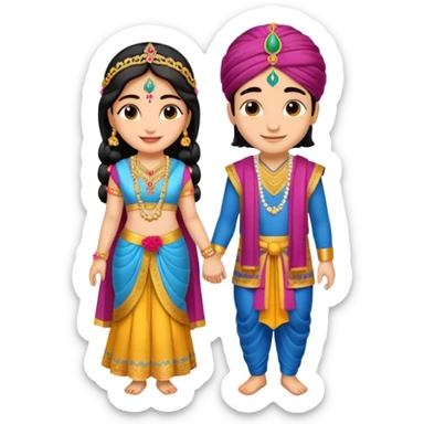 Krishna and Radha cute standing together with fuet sticker