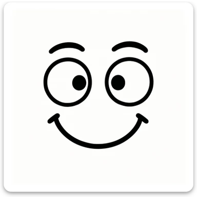 one eye looking left, the other eye looking right, playful, simple, white background sticker