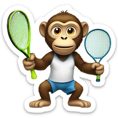 Monkey with a tennis racquet sticker
