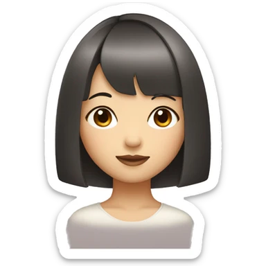 asian girl with a bob and blunt bangs sticker