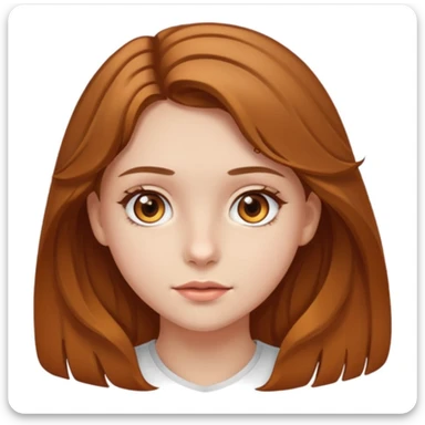 A girl with amber eyes and medium-length straight (slightly wavy) light brown hair. She is a teenager sticker