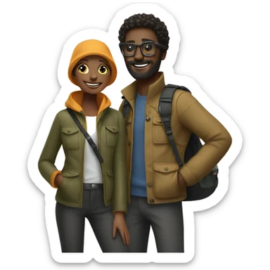 outdoor adventure with stylish duo with ara sticker