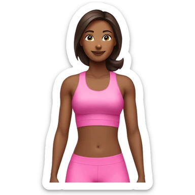 Brunette woman in pink workout set  sticker