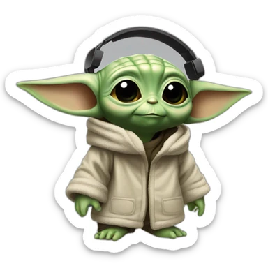 baby yoda full body dj headset sticker