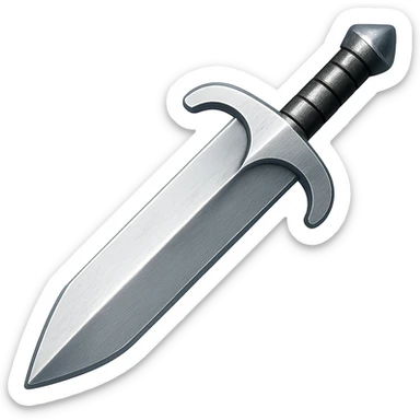 Recolor this iron greatsword to steel: make it slightly lighter, crisp, and shiny, keep the same shape, realistic metallic steel, emoji style, transparent background. sticker