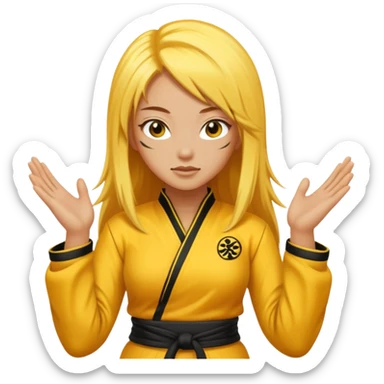 sexy girl with long yellow hair, kung fu sticker