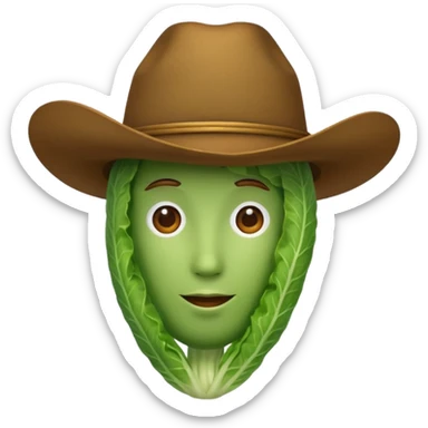 faceless green vegetable with a top cowboy hat sticker