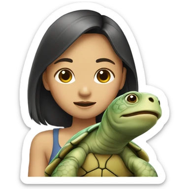 an asian girl but instead of a human body she has the body of a turtle sticker