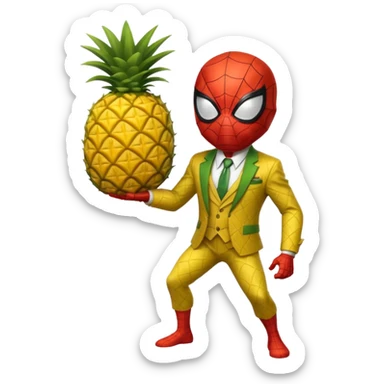spiderman in pineapple theme sticker