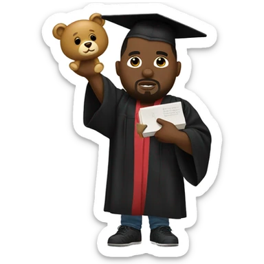 Kanye West holding the graduation bear sticker