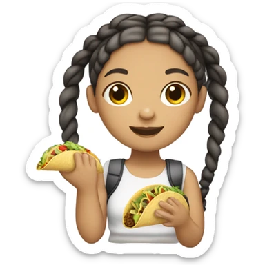 Light skin girl with braids eating taco  sticker
