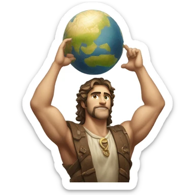 An emoji of Atlas, the mythological figure, depicted holding up the globe on his shoulders, symbolizing strength and endurance sticker