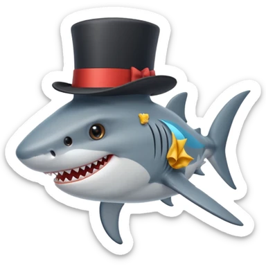 Shark with a top hat sticker