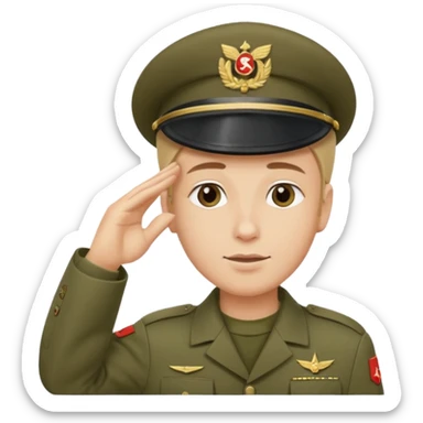 Soldat in uniform der salotiert und den Buchstaben S.A.S sticker