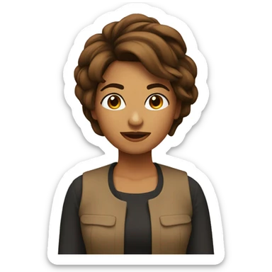 Chica con pelo marrón corto con volumen sticker