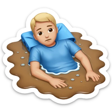 apple style emoji of a man lying face down in a puddle sticker