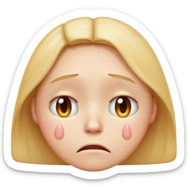 depressed face emoji, sad expression, downturned mouth, teary eyes sticker