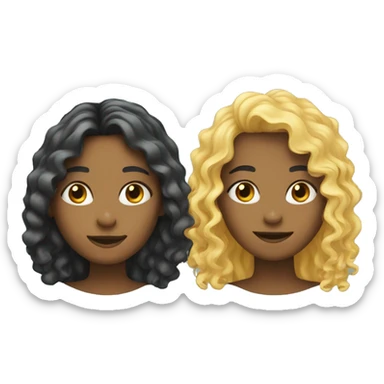 two girls one with straight hair second with curly hair sticker