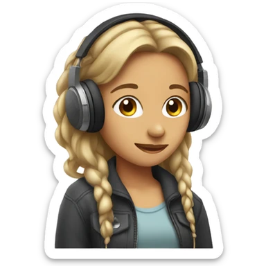 Girl listening a music on headphones  sticker