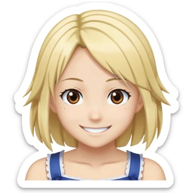 Smiling Lucy Heartfilia from Fairy Tail with blonde hair and brown eyes sticker