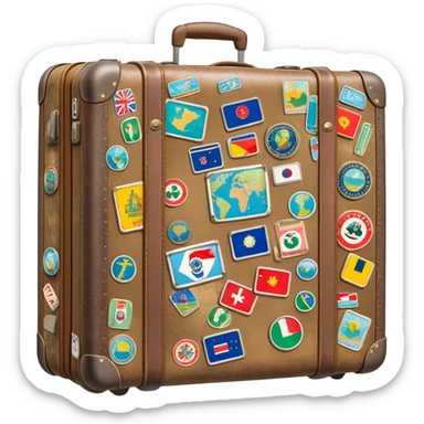 Suitcase with travel stickers from different countries sticker